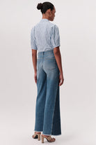 Yüksek Bel Geniş Paça Regular Denim Mavi Pantolon