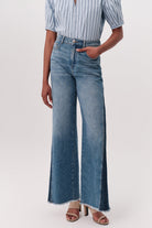 Yüksek Bel Geniş Paça Regular Denim Mavi Pantolon