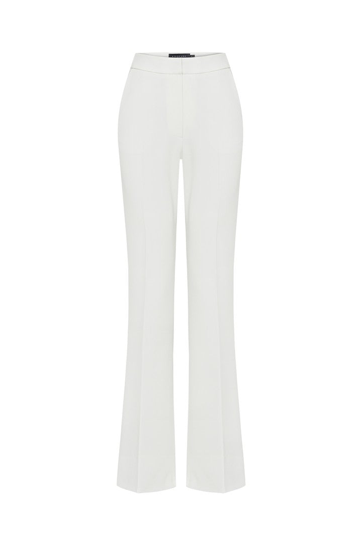 Exquise-Yüksek Bel Geniş Paçalı Beyaz Pantolon-Pantolon-6-Milagron.com