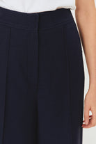 Exquise-Yüksek Bel Geniş Paçalı Lacivert Culotte Pantolon-Pantolon-3-Milagron.com