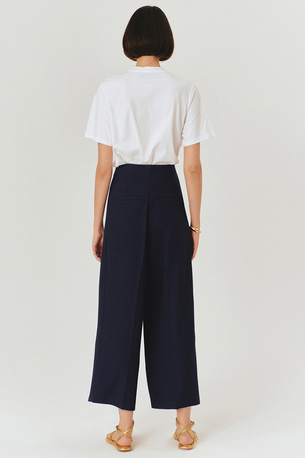 Exquise-Yüksek Bel Geniş Paçalı Lacivert Culotte Pantolon-Pantolon-5-Milagron.com