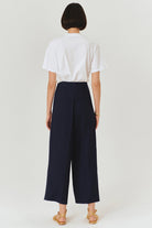 Exquise-Yüksek Bel Geniş Paçalı Lacivert Culotte Pantolon-Pantolon-5-Milagron.com