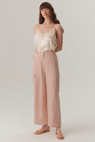 Exquise-Yüksek Bel Modal Kumaş Pudra Kargo Pantolon-Pantolon-2-Milagron.com