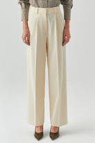 Exquise-Yüksel Bel Düz Kesim Cepli Regular Ekru Pantolon-PANTOLON-5-Milagron.com