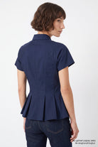 Exquise-Zikzak Dikişli Slim Fit Gömlek – Laci̇vert-Gömlek-2-Milagron.com