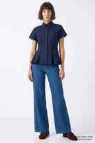 Exquise-Zikzak Dikişli Slim Fit Gömlek – Laci̇vert-Gömlek-4-Milagron.com
