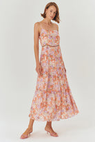 Exquise-çiçek Desenli Askılı Midi Elbise-ELBİSE-2-Milagron.com