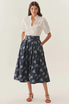 çiçek Desenli Kemerli Midi Boy Etek - 0