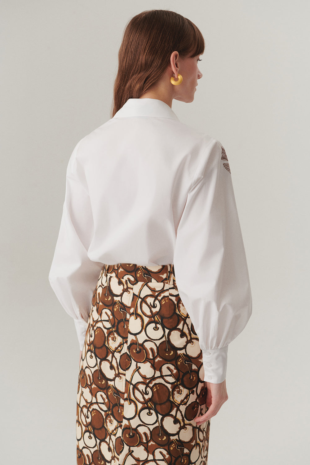 Exquise-çiçek Dikiş Detaylı Pamuk Regular Kemik Gömlek-Gömlek-5-Milagron.com