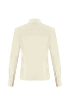 Exquise-çiçek İşlemeli Grogen şeritli Uzun Kollu Slim Fit Ekru Gömlek-GÖMLEK-7-Milagron.com