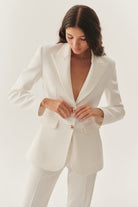 Exquise-çift Düğmeli Bele Oturan Beyaz Ceket-Ceket-5-Milagron.com