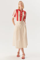 Exquise-çift İnce Kemer Detaylı Midi Boy Bej Etek-Etek-1-Milagron.com