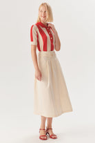 Exquise-çift İnce Kemer Detaylı Midi Boy Bej Etek-Etek-3-Milagron.com