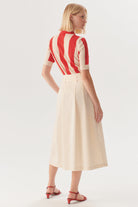 Exquise-çift İnce Kemer Detaylı Midi Boy Bej Etek-Etek-4-Milagron.com