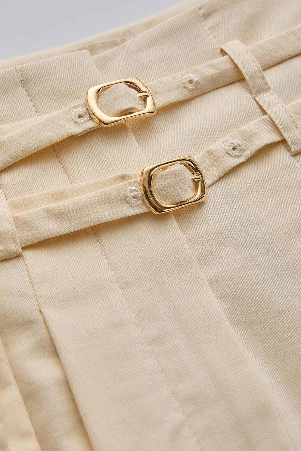 Exquise-çift İnce Kemer Detaylı Midi Boy Bej Etek-Etek-7-Milagron.com