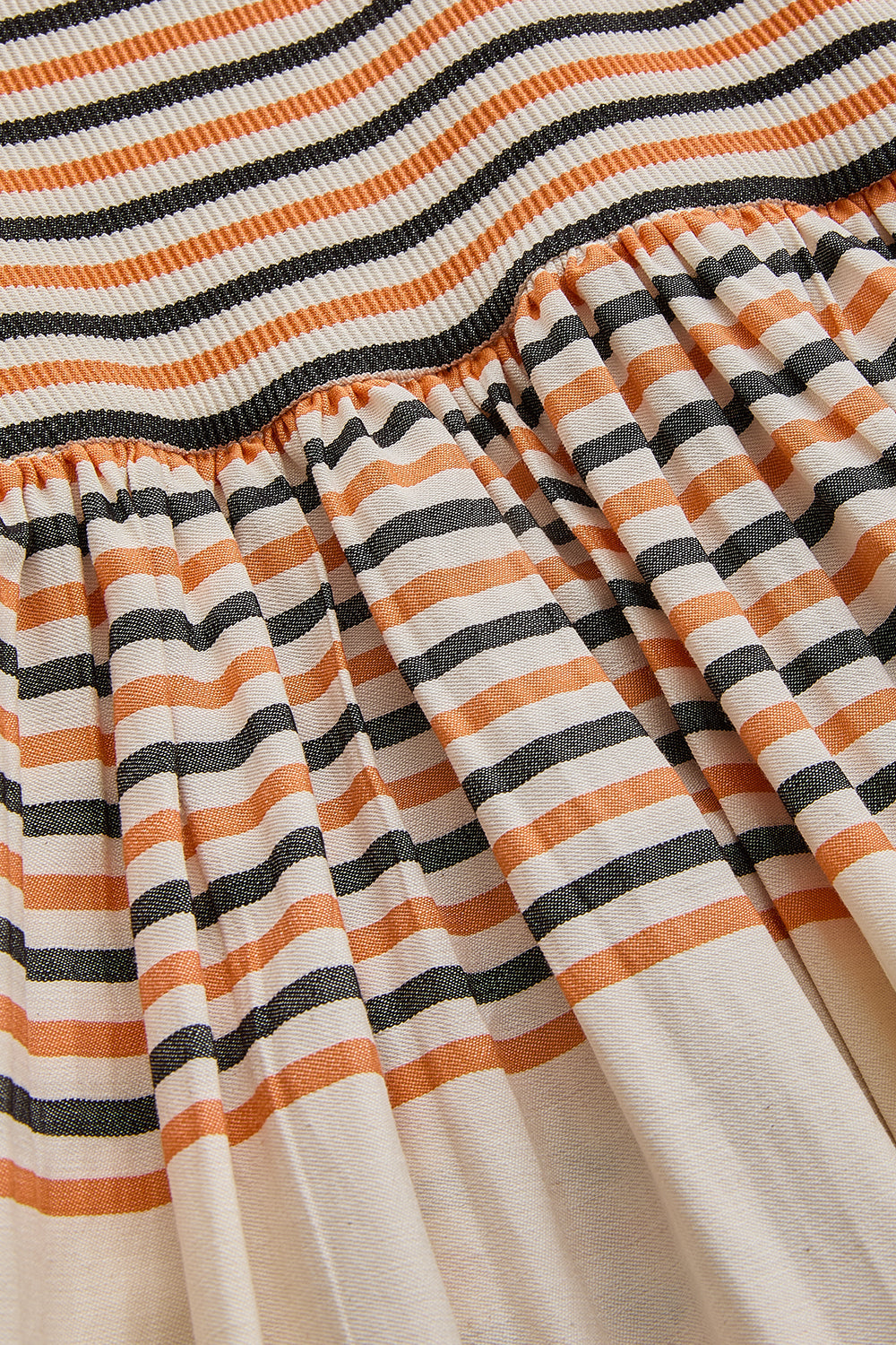 Exquise-çizgi Desenli Pileli Asklı Elbise-ELBİSE-6-Milagron.com