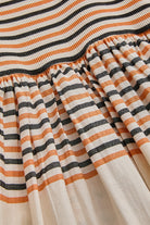 Exquise-çizgi Desenli Pileli Asklı Elbise-ELBİSE-6-Milagron.com