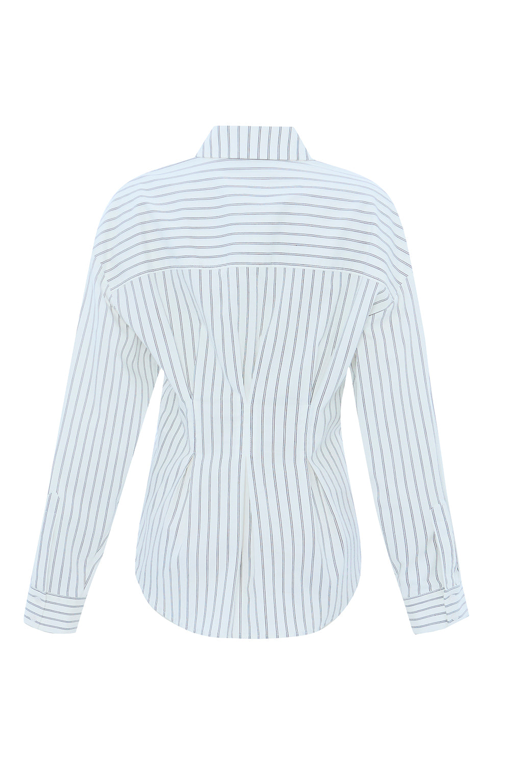 Exquise-çizgili Uzun Kollu Slim Fit Beyaz Gömlek-GÖMLEK-7-Milagron.com