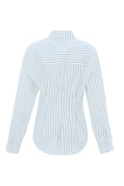 Exquise-çizgili Uzun Kollu Slim Fit Beyaz Gömlek-GÖMLEK-7-Milagron.com