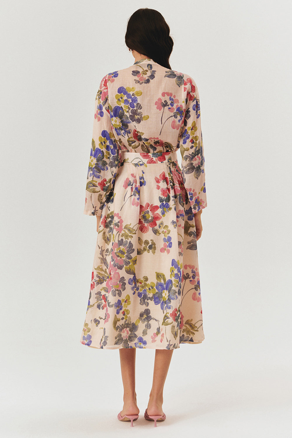 Exquise-önden Düğmeli Midi Boy Cepli Floral Desen Etek-ETEK-2-Milagron.com