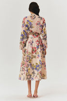 Exquise-önden Düğmeli Midi Boy Cepli Floral Desen Etek-ETEK-2-Milagron.com