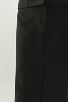 Exquise-önü Yırtmaçlı Kemerli Astarlı Regular Siyah Midi Etek-ETEK-7-Milagron.com