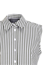 Exquise-şerit Desenli Regular Pamuklu Kolsuz Gömlek-Gömlek-3-Milagron.com