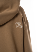 Erkek Oversize AsiMetriK KesiM Nakişli Zip Hoodie - Bej / Kahverengi