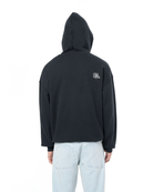 Erkek Oversize AsiMetriK KesiM Nakişli Zip Hoodie - SiYah