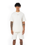 Erkek Oversize Basic Baskili TiŞört - AntiK Beyaz