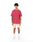 Erkek Oversize Basic Baskili TiŞört - Bordo