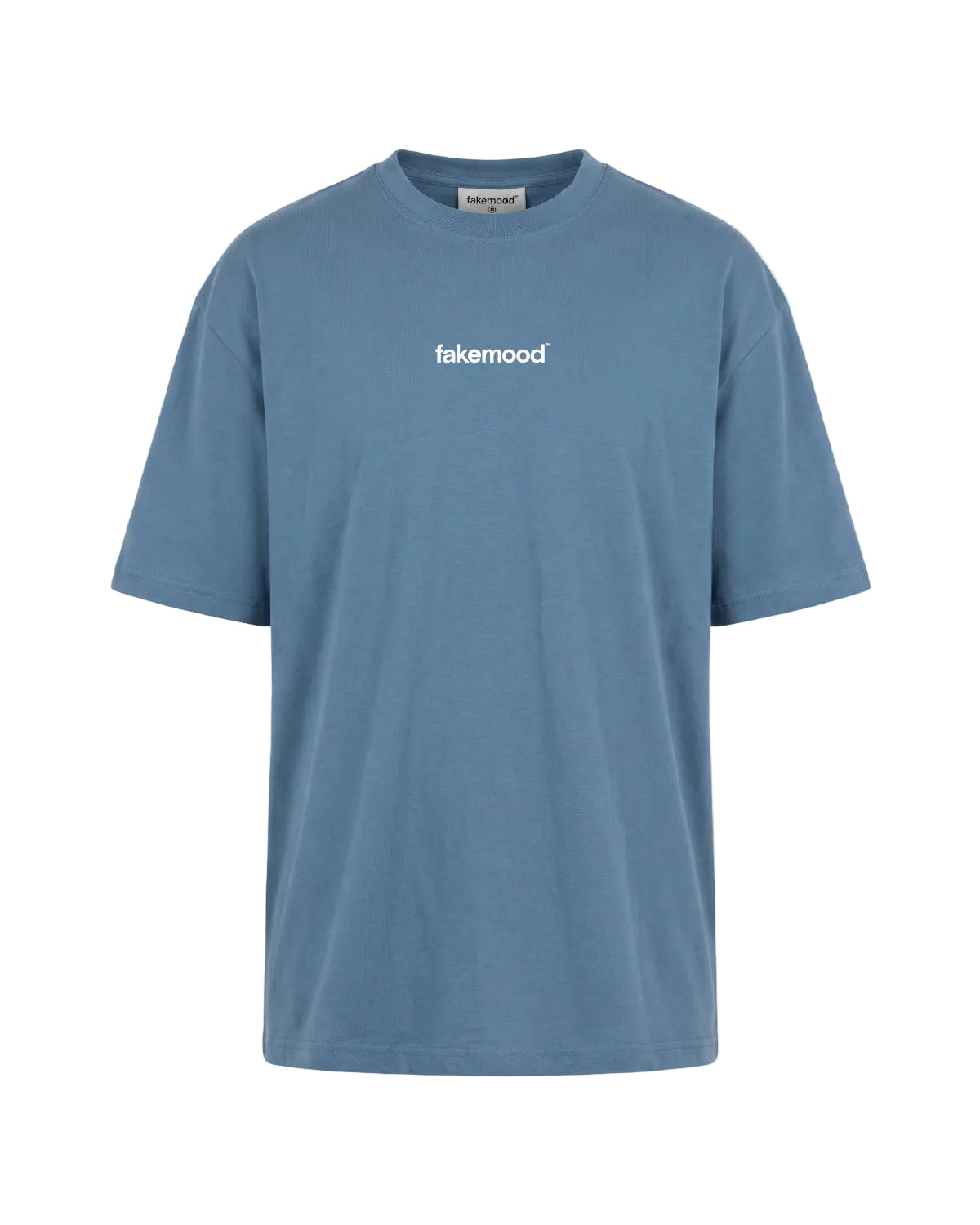 Erkek Oversize Basic Baskili TiŞört - Açik Mavi