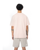 Erkek Oversize Basic Baskili TiŞört - Pembe