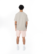 Erkek Oversize Basic Baskili TiŞört - Taş