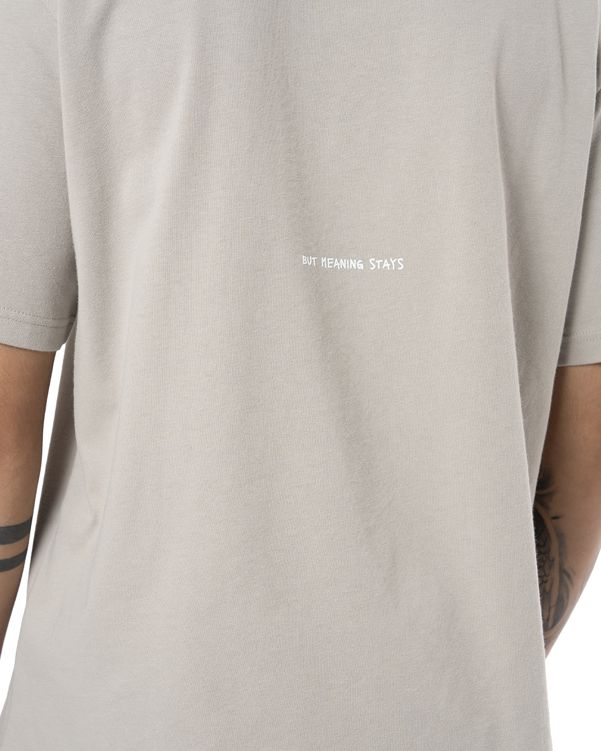 Erkek Oversize Basic Baskili TiŞört - Taş