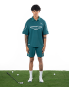 Erkek Oversize Fakemood Jersey Polo Yaka Golf Forma - YeşiL
