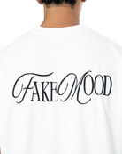 Erkek Oversize Fakemood Nakişli TiŞört - Beyaz - 3