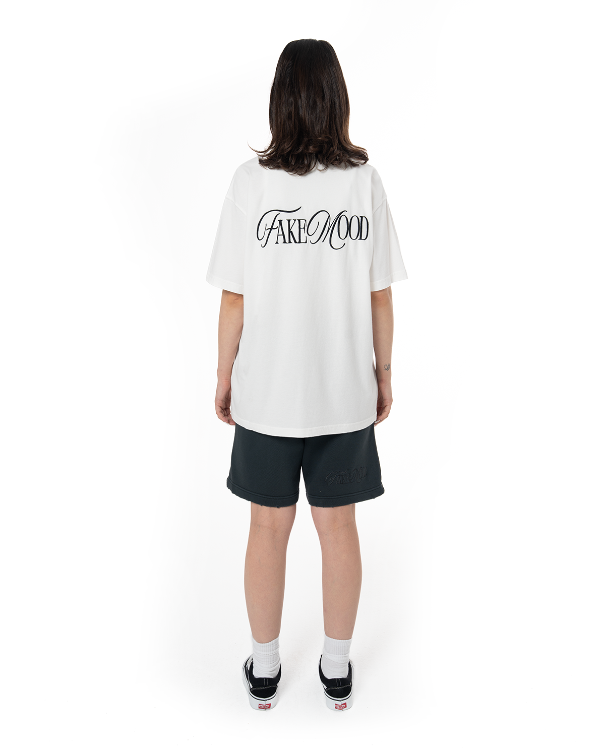 Erkek Oversize Fakemood Nakişli TiŞört - Beyaz - 5