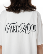 Erkek Oversize Fakemood Nakişli TiŞört - Beyaz - 7