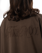 Erkek Oversize Fakemood Nakişli TiŞört - Kahverengi
