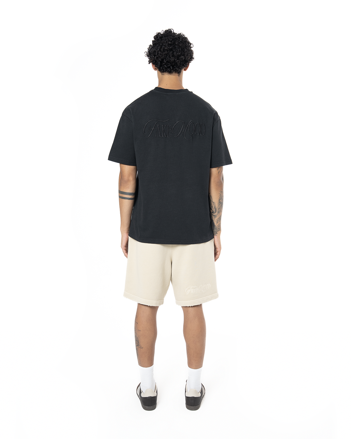 Erkek Oversize Fakemood Nakişli TiŞört - SiYah - 0