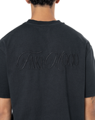 Erkek Oversize Fakemood Nakişli TiŞört - SiYah - 1