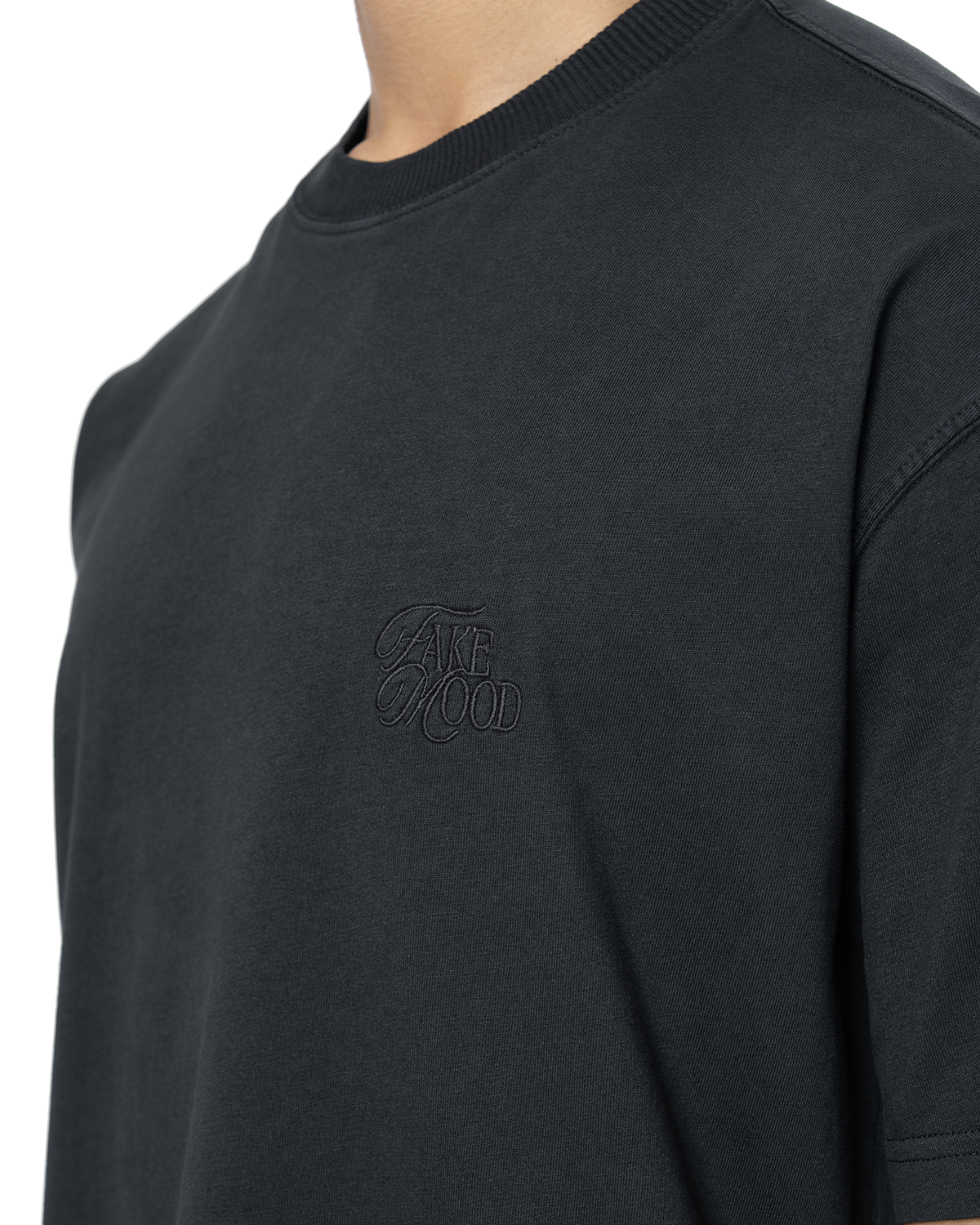 Erkek Oversize Fakemood Nakişli TiŞört - SiYah - 2