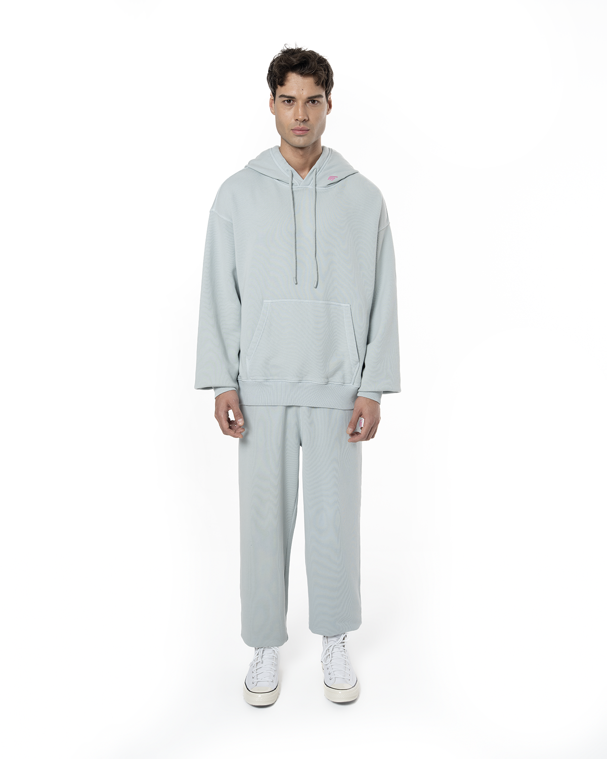 Erkek Oversize Fm Icon Nakişli Hoodie - Mavi