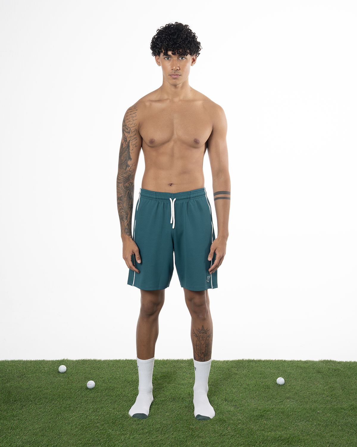 Erkek Oversize Jersey Kumaş Fm Icon Detayli Golf Şort - YeşiL
