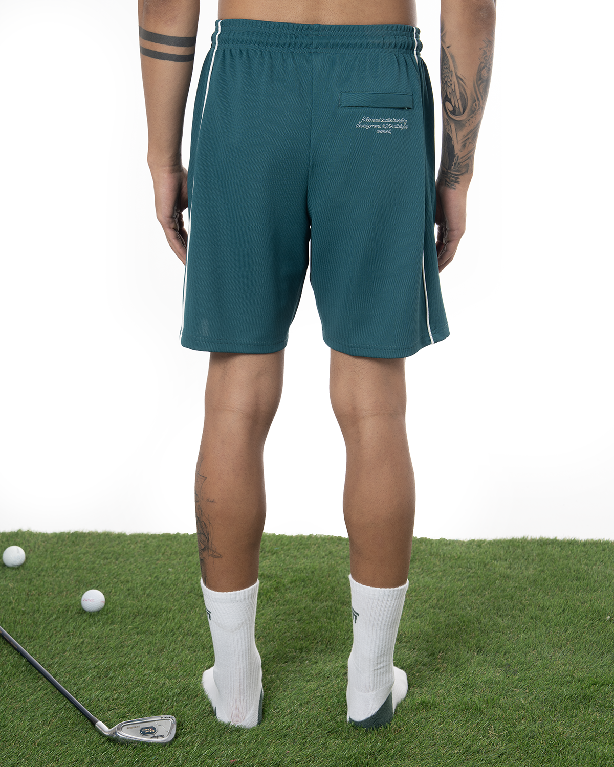 Erkek Oversize Jersey Kumaş Fm Icon Detayli Golf Şort - YeşiL