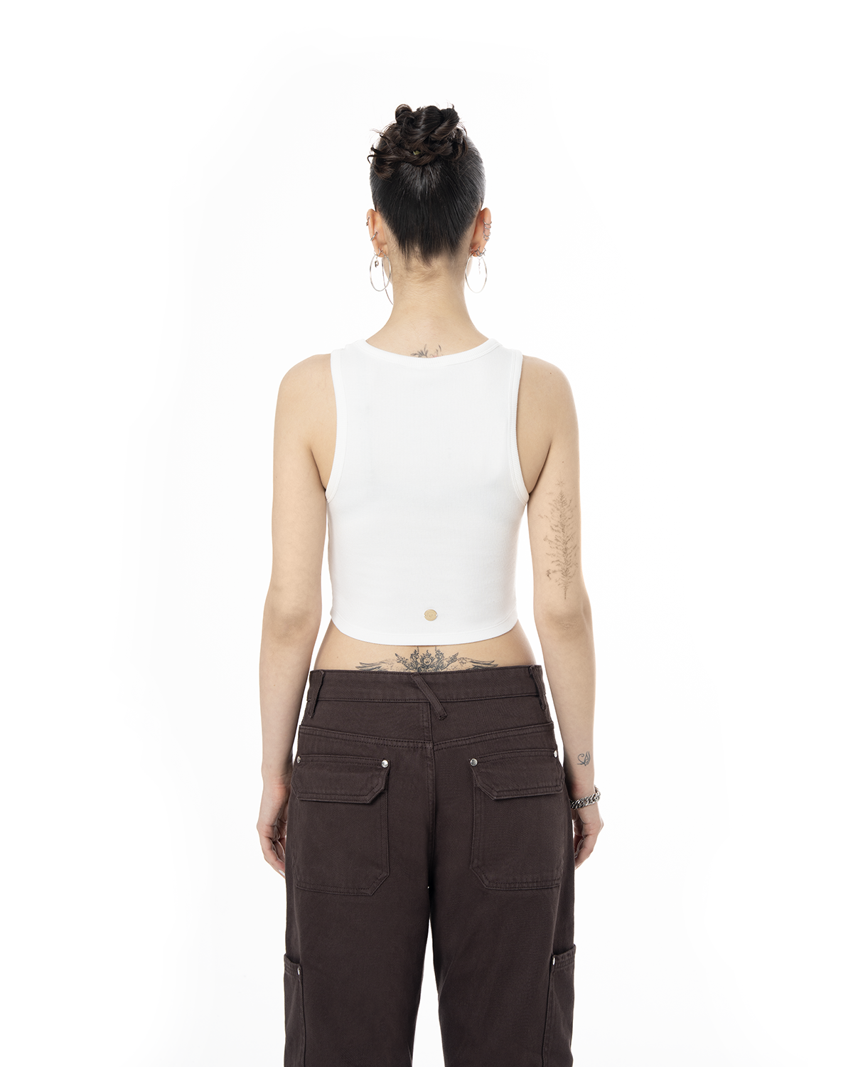 Kadin Fakemood Nakişli Crop Top - Beyaz