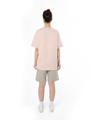 Kadin Oversize Basic Baskili TiŞört - Açik Pembe