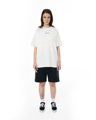Kadin Oversize Basic Baskili TiŞört - Beyaz