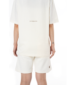 Kadin Oversize Basic Baskili TiŞört - Ekru